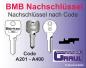 Preview: Nachschlüssel BMB-4 für Möbelzylinder Code A201 - A400